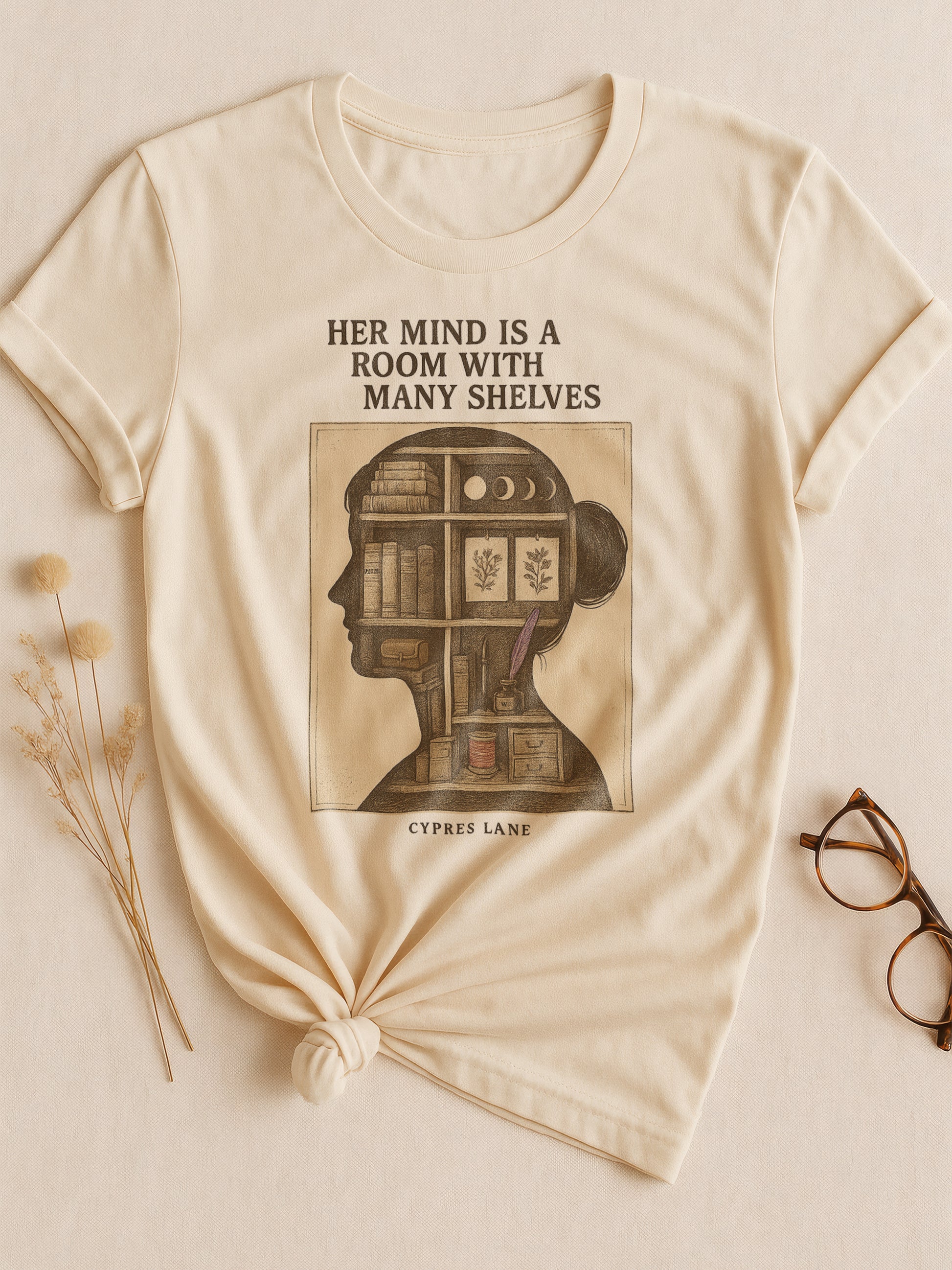 Her mind is a room with many shelves.
