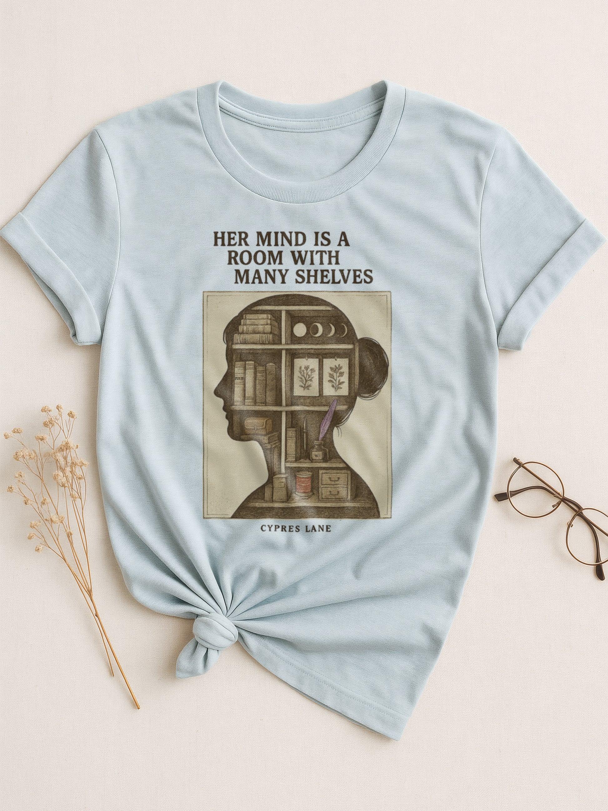 Her mind is a room with many shelves.